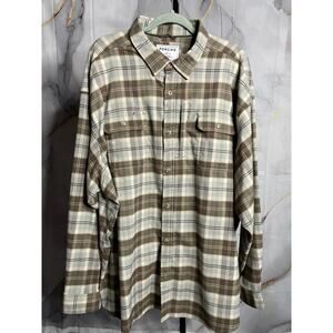 Poncho Brown Plaid Button Down Shirt Regular Fit Size 3XL